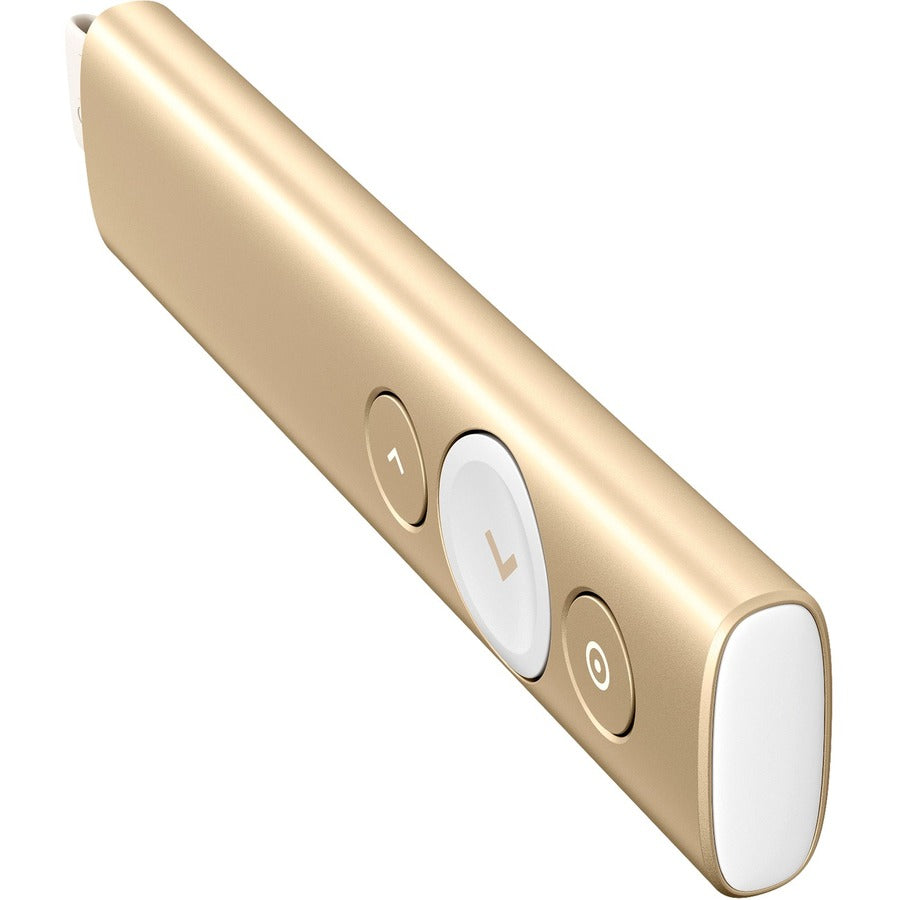 Top Image for Logitech Spotlight Presentation Remote - Universal Wireless Presentation Clicker with Laser Pointer, Advanced Digital Highlighting, Bluetooth, 30 m Range and Quick Charging, Gold