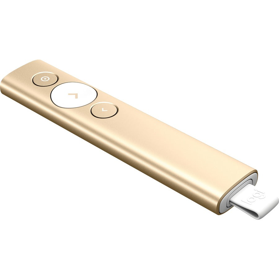 Right Image for Logitech Spotlight Presentation Remote - Universal Wireless Presentation Clicker with Laser Pointer, Advanced Digital Highlighting, Bluetooth, 30 m Range and Quick Charging, Gold
