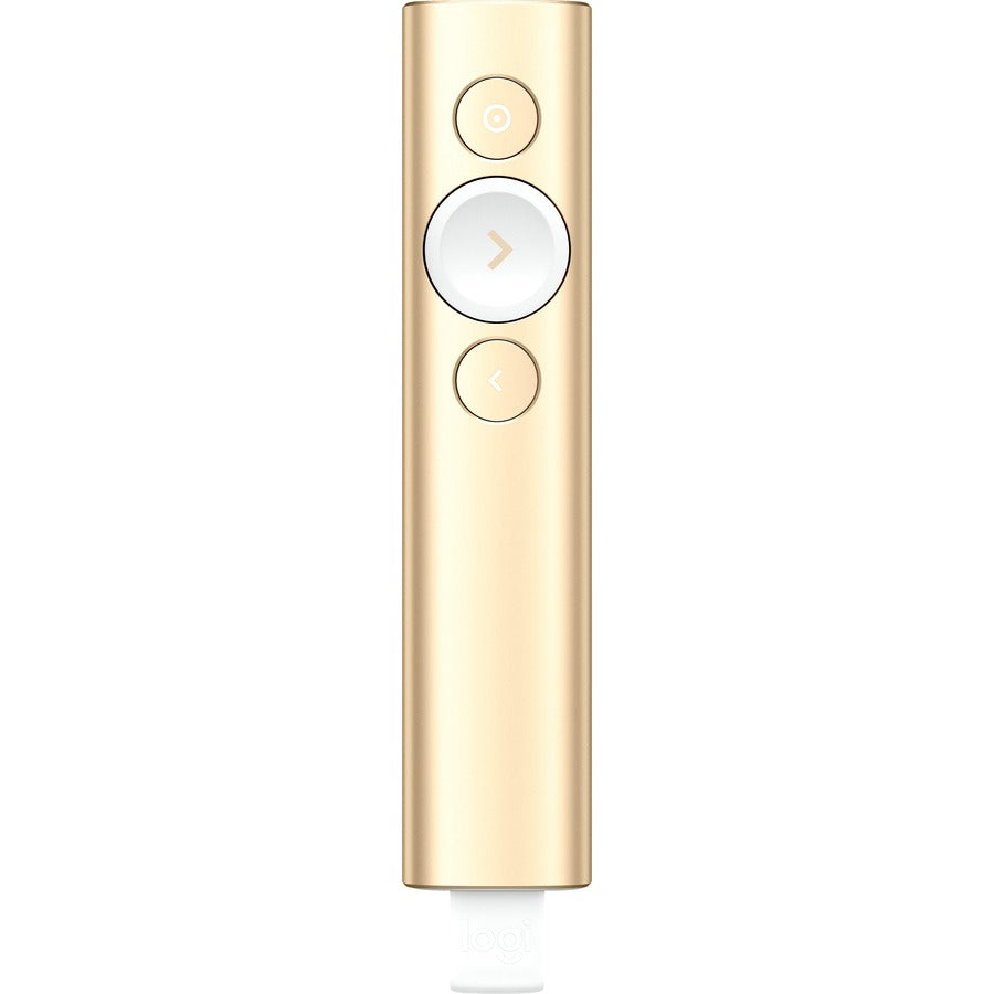Front Image for Logitech Spotlight Presentation Remote - Universal Wireless Presentation Clicker with Laser Pointer, Advanced Digital Highlighting, Bluetooth, 30 m Range and Quick Charging, Gold