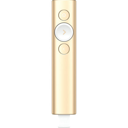 Front Image for Logitech Spotlight Presentation Remote - Universal Wireless Presentation Clicker with Laser Pointer, Advanced Digital Highlighting, Bluetooth, 30 m Range and Quick Charging, Gold