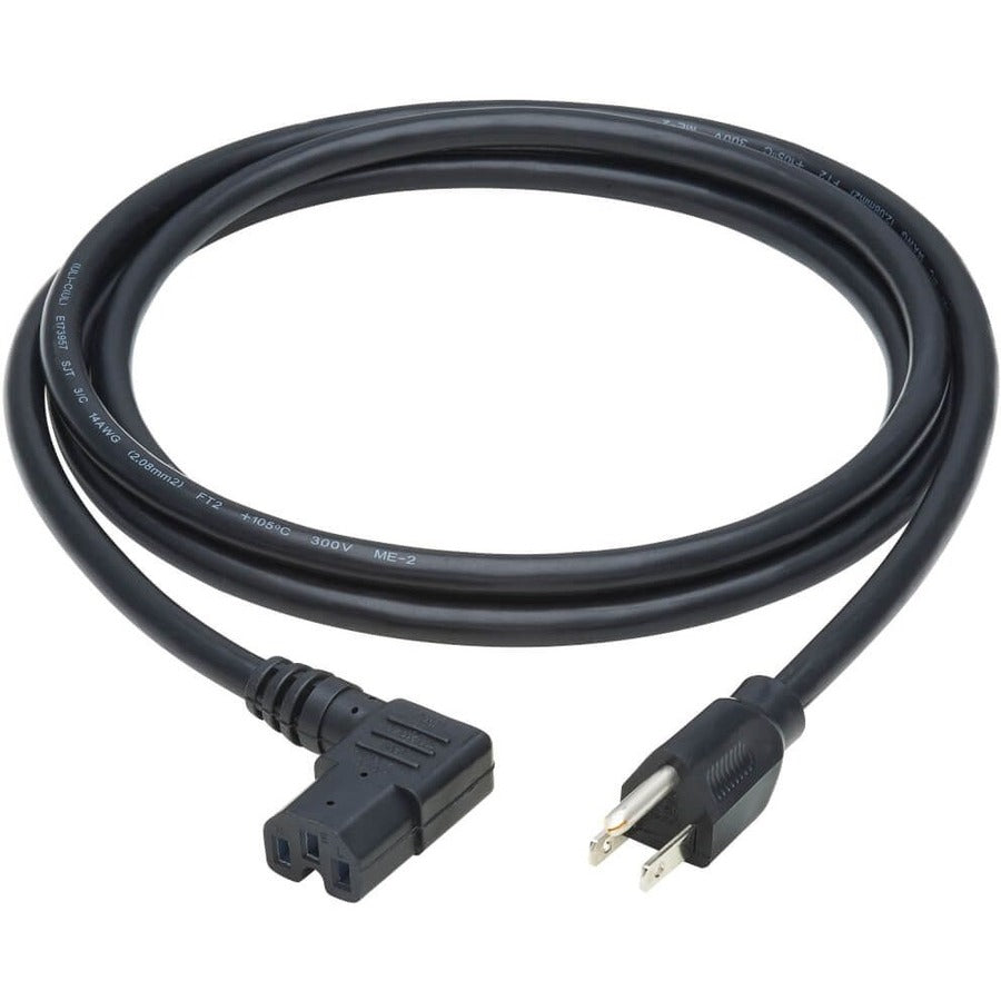 Alternate-Image1 Image for Eaton Tripp Lite Series Power Cord, NEMA 5-15P to Right-Angle C15 - Heavy-Duty, 15A, 125V, 14 AWG, 8 ft. (2.43 m), Black
