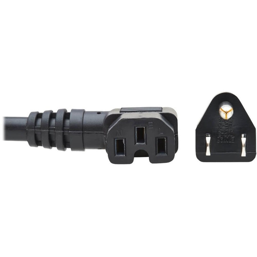 Alternate-Image2 Image for Eaton Tripp Lite Series Power Cord, NEMA 5-15P to Right-Angle C15 - Heavy-Duty, 15A, 125V, 14 AWG, 8 ft. (2.43 m), Black