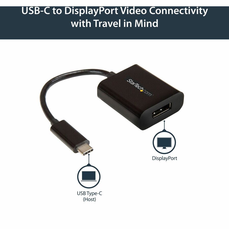 Alternate-Image1 Image for StarTech.com USB C to DisplayPort Adapter 4K 60Hz - USB Type-C to DP 1.4 Monitor Video Converter (DP Alt Mode) - Thunderbolt 3 Compatible