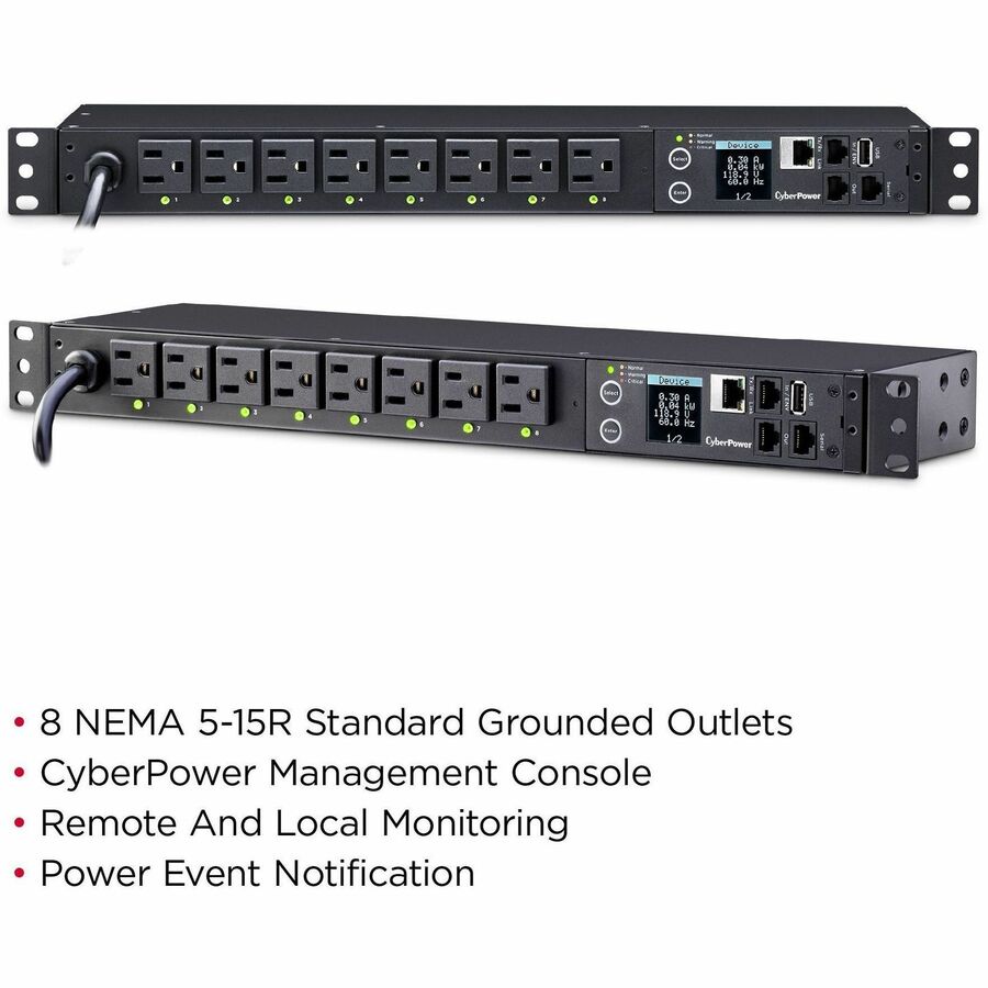 Alternate-Image5 Image for CyberPower PDU81001 100 - 120 VAC 15A Switched Metered-by-Outlet PDU