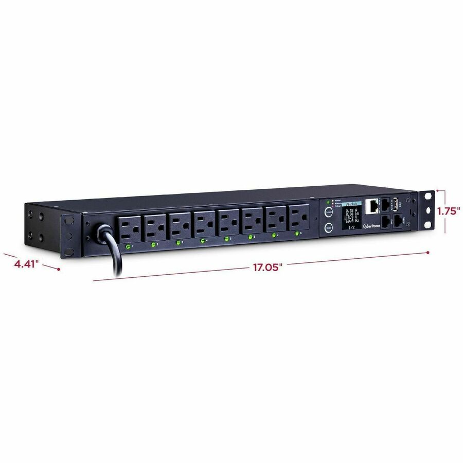 Alternate-Image2 Image for CyberPower PDU81001 100 - 120 VAC 15A Switched Metered-by-Outlet PDU