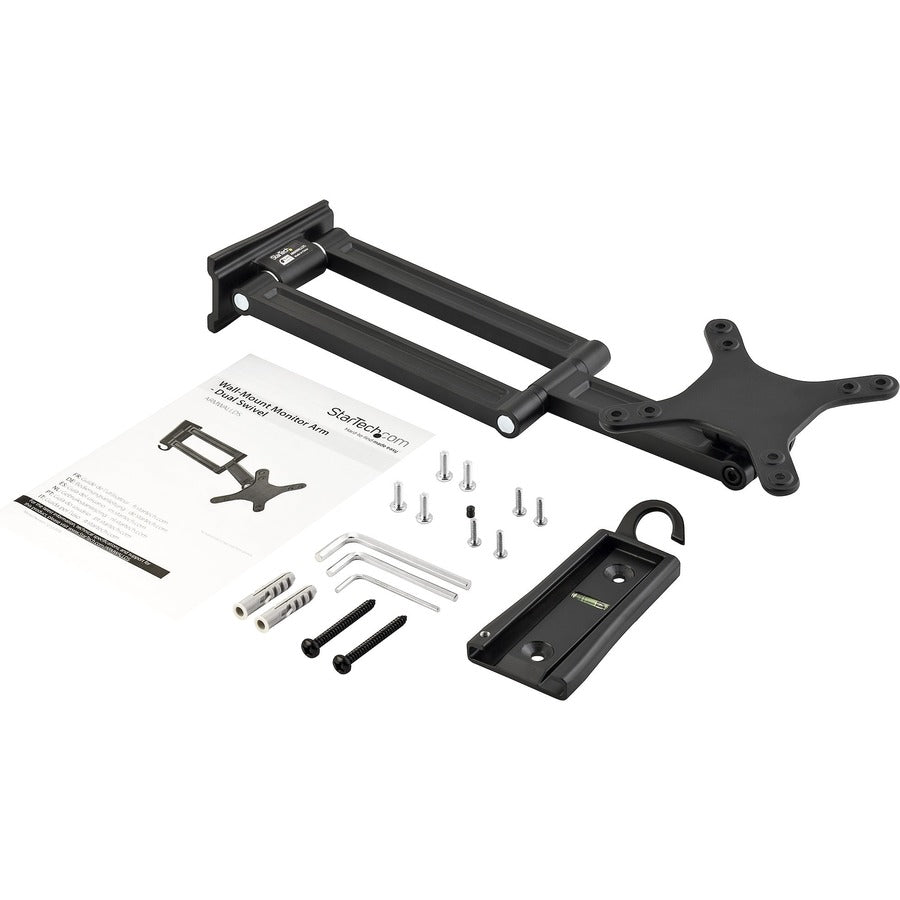 Alternate-Image1 Image for StarTech.com Wall Mount Monitor Arm, Dual Swivel, Supports 13'' to 34" (33.1lb/15kg) Monitors, VESA Mount, TV Wall Mount, TV Mount
