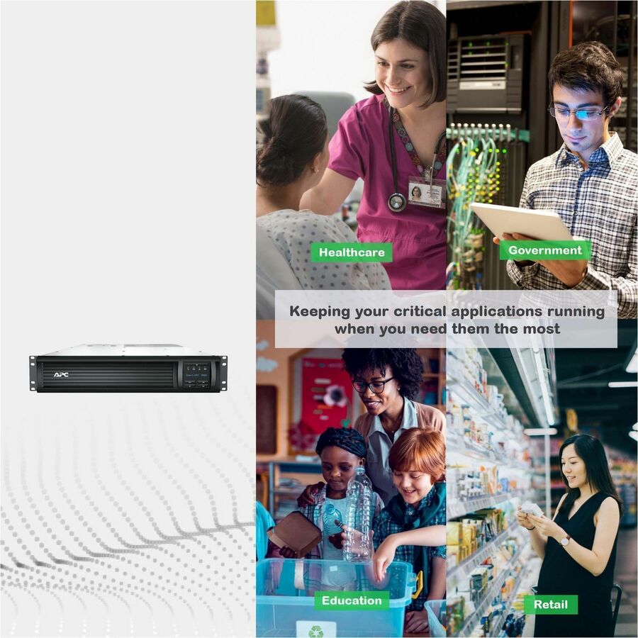 Alternate-Image6 Image for APC Smart-UPS, Line Interactive, 3kVA, Rackmount 2U, 120V, 6x NEMA 5-15R+2x NEMA 5-20R outlets, Network Card, AVR, LCD