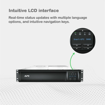 Alternate-Image3 Image for APC Smart-UPS, Line Interactive, 3kVA, Rackmount 2U, 120V, 6x NEMA 5-15R+2x NEMA 5-20R outlets, Network Card, AVR, LCD
