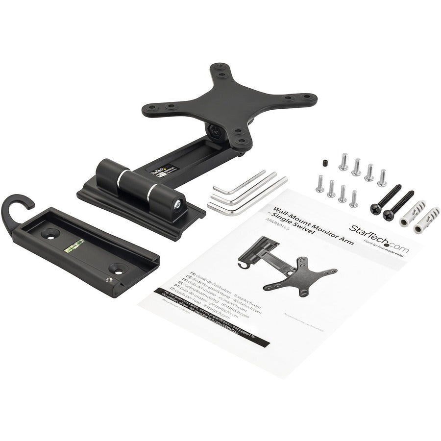 Alternate-Image1 Image for StarTech.com Wall Mount Monitor Arm, Single Swivel, For VESA Mount Monitors / Flat-Screen TVs up to 34" (33.1lb/15kg), Monitor Wall Mount