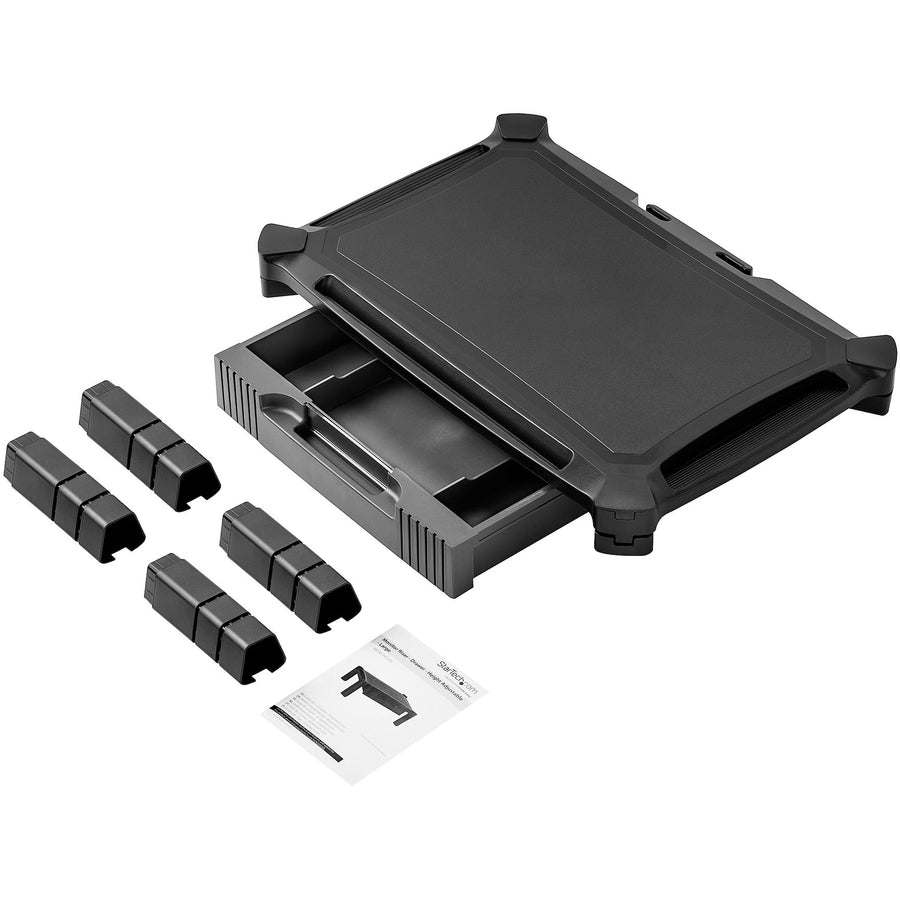 Alternate-Image1 Image for StarTech.com Adjustable Monitor Riser, Large, Drawer, Monitors up to 32" (22lb/10kg), Adjustable Height, Desk Monitor Stand