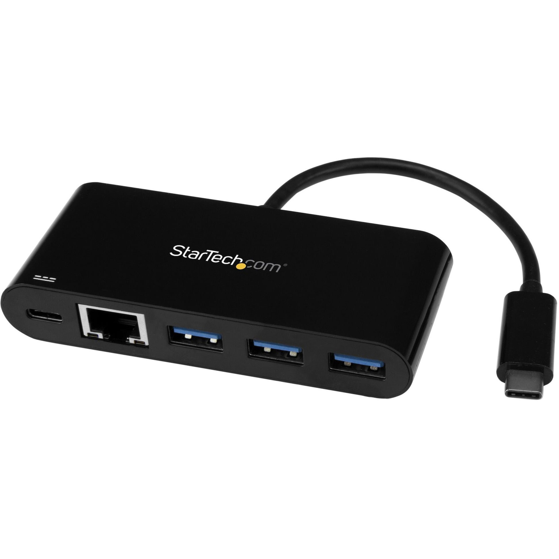 Main Image for StarTech.com 3 Port USB-C Hub with Gigabit Ethernet & 60W Power Delivery Passthrough - USB-C to 3xUSB-A - 5Gbps USB 3.0 Type-C Adapter Hub