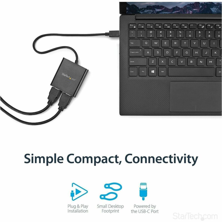 Alternate-Image3 Image for StarTech.com USB-C to Dual HDMI Adapter, USB Type-C Multi-Monitor MST Hub, Dual 4K 30Hz HDMI Laptop Display Extender/Splitter, Windows~