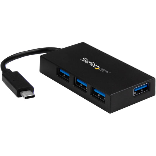 Main Image for StarTech 4 Port USB C Hub, USB-C to 4x USB-A (USB 3.0/3.2 Gen 1 SuperSpeed 5Gbps), USB Bus or Self Powered, BC 1.2 Charging Hub, TAA