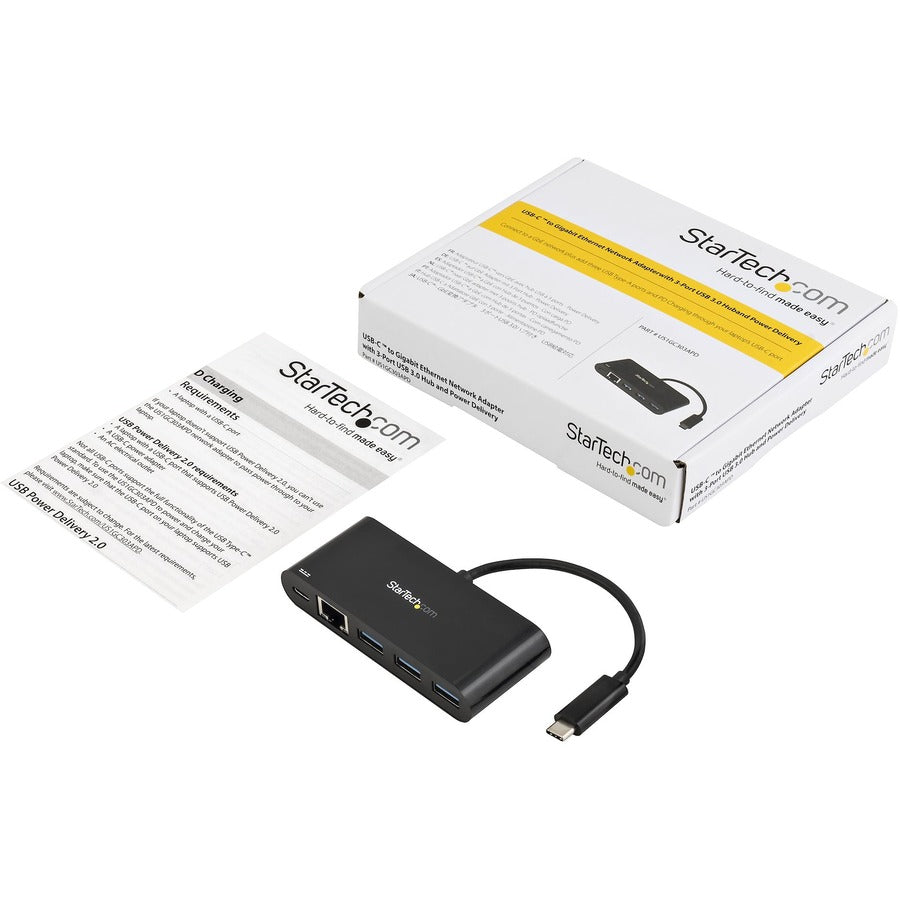 Alternate-Image4 Image for StarTech.com USB-C to Ethernet Adapter with 3-Port USB 3.0 Hub and Power Delivery - USB-C GbE Network Adapter + USB Hub w/ 3 USB-A Ports