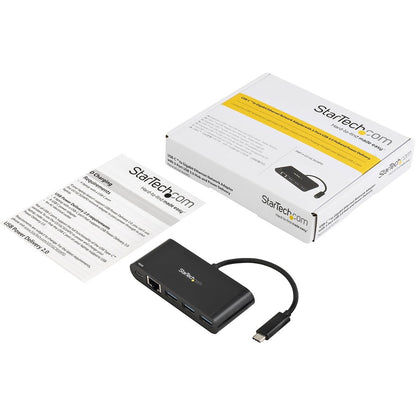 Alternate-Image4 Image for StarTech.com USB-C to Ethernet Adapter with 3-Port USB 3.0 Hub and Power Delivery - USB-C GbE Network Adapter + USB Hub w/ 3 USB-A Ports