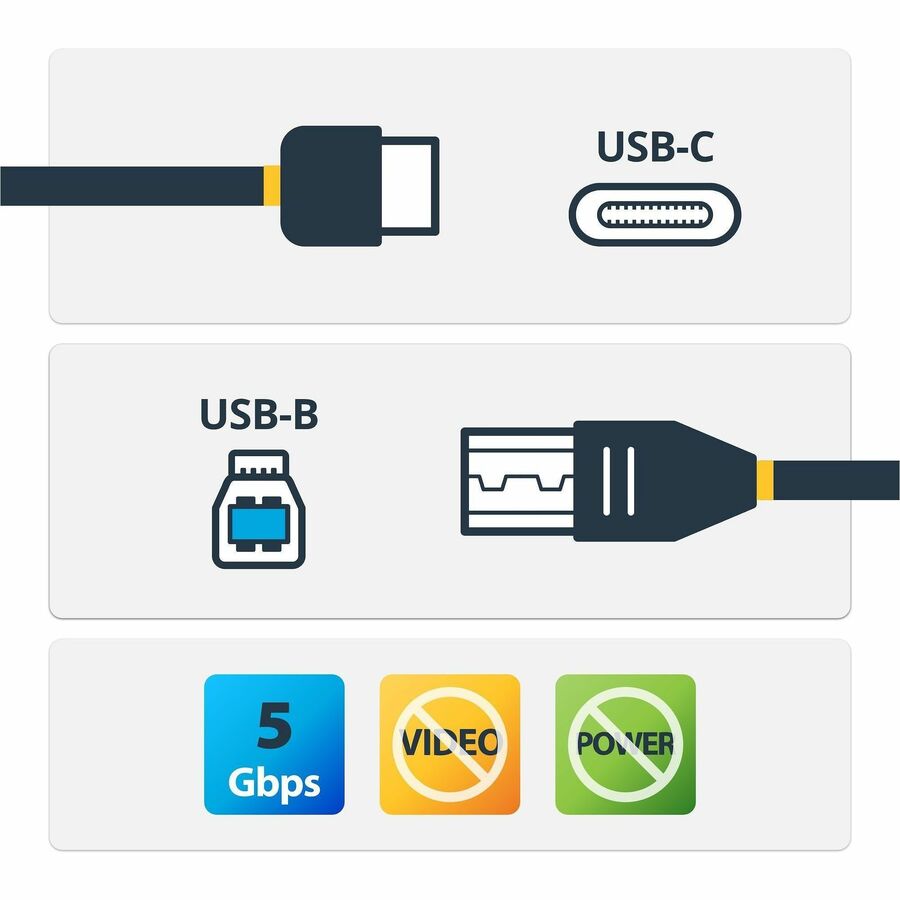 Alternate-Image1 Image for StarTech 6.6ft (2m) USB-B to USB-C Cable, USB 5Gbps, Data Cord, USB 3.0, USB-C Data Transfer Cable