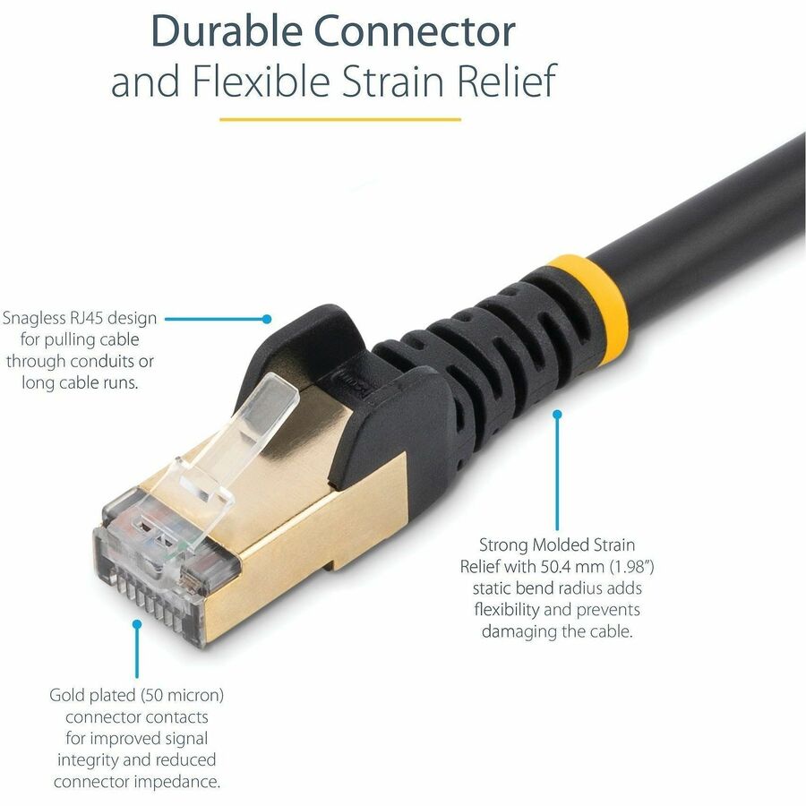 Alternate-Image2 Image for StarTech.com 15ft CAT6a Ethernet Cable - 10 Gigabit Category 6a Shielded Snagless 100W PoE Patch Cord 10GbE Black UL Certified Wiring/TIA