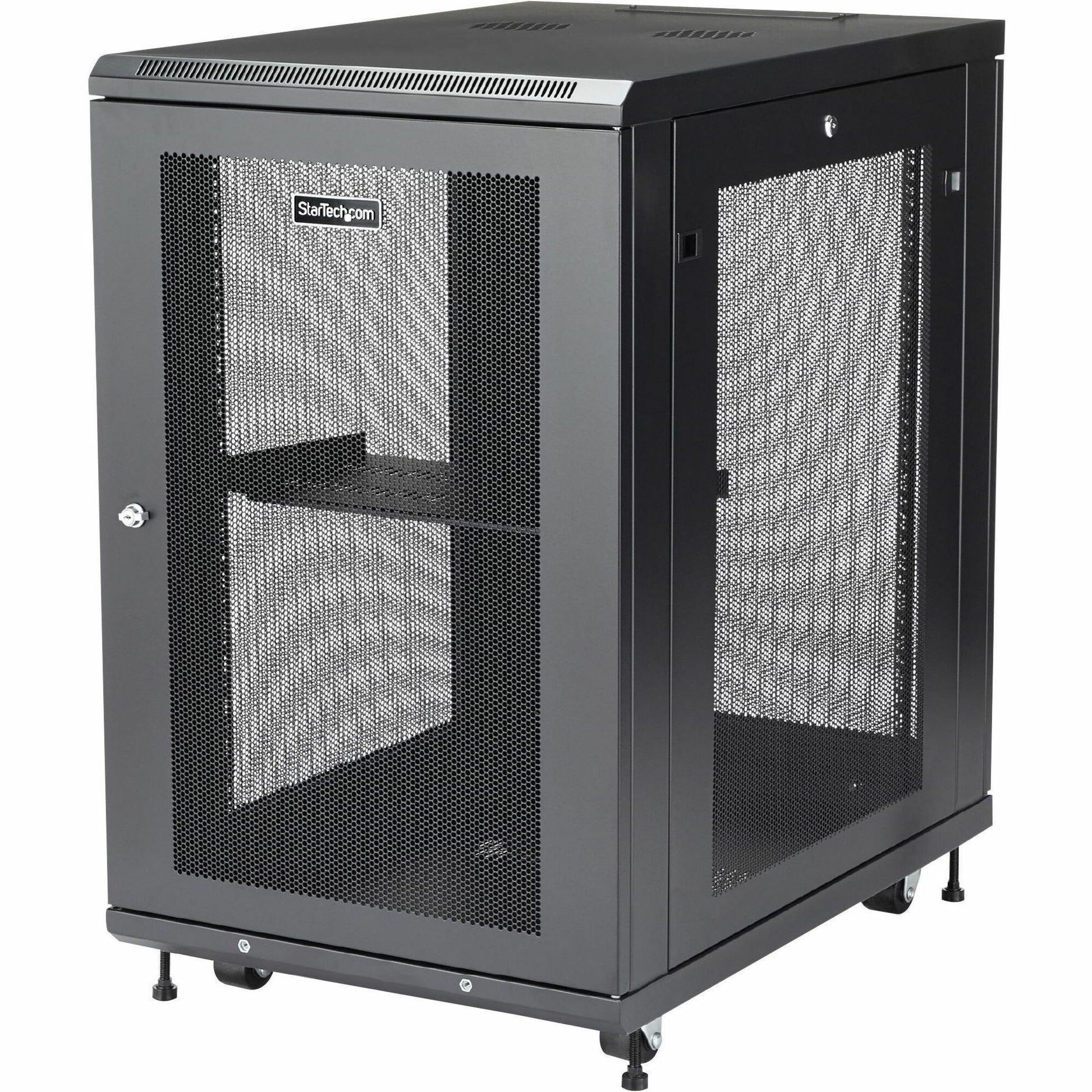 Main Image for StarTech.com 18U 19" Server Rack Cabinet 4 Post Adjustable Depth 2-30" w/Casters/Cable Management/1U Shelf, Locking Doors and Side Panels