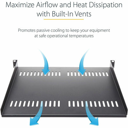 Alternate-Image3 Image for StarTech.com 1U Vented Server Rack Cabinet Shelf - Fixed 10in Deep Cantilever Rackmount Tray for 19" Data/AV/Network Enclosure w/Cage Nuts