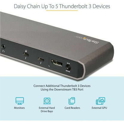 Alternate-Image5 Image for StarTech.com Thunderbolt 3 Dock - Dual Monitor 4K 60Hz TB3 Laptop Docking Station with DisplayPort - 85W Power Delivery - 3x USB 3.0, GbE