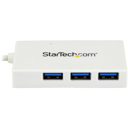 Alternate-Image2 Image for StarTech.com 4 Port USB C Hub with 1x USB-C & 3x USB-A (SuperSpeed 5Gbps) - USB Bus Powered - Portable/Laptop USB 3.0 Type-C Hub - White