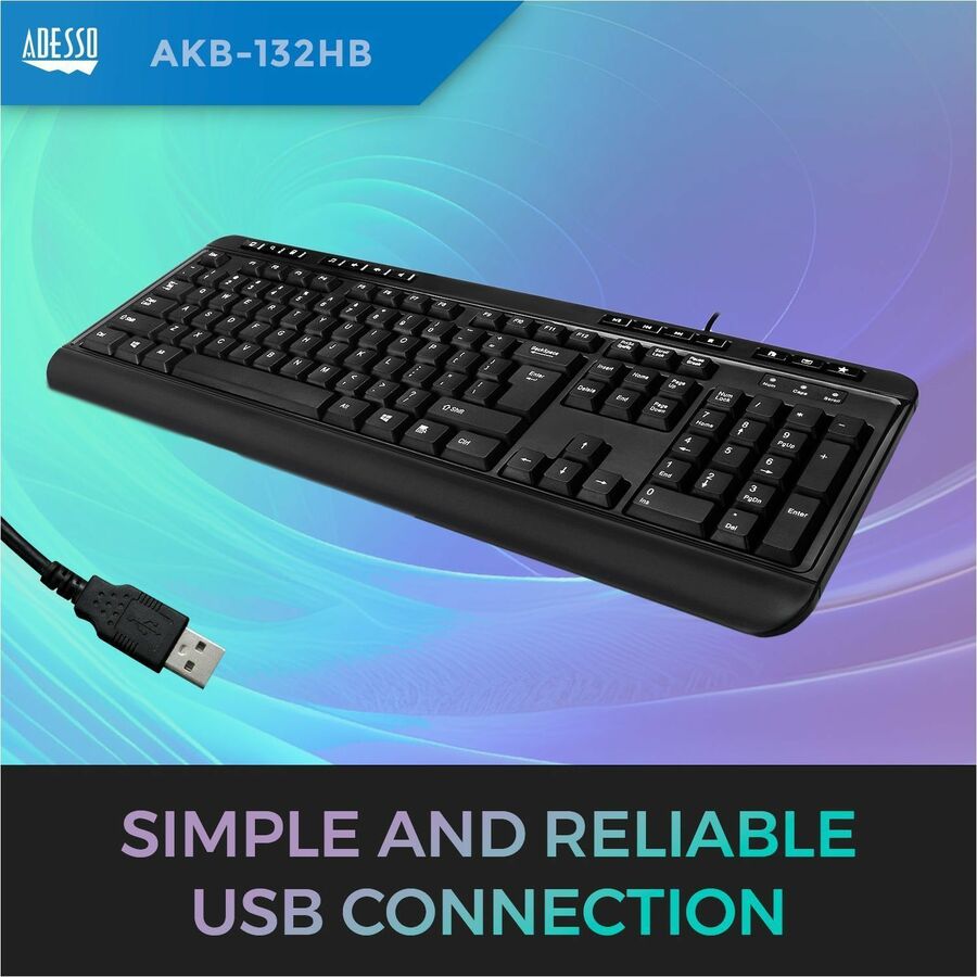Alternate-Image7 Image for Adesso Multimedia Desktop Keyboard with 3-Port USB Hub