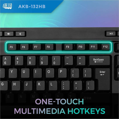 Alternate-Image2 Image for Adesso Multimedia Desktop Keyboard with 3-Port USB Hub