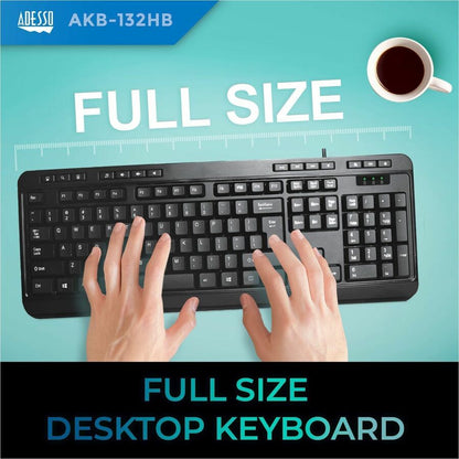 Alternate-Image1 Image for Adesso Multimedia Desktop Keyboard with 3-Port USB Hub