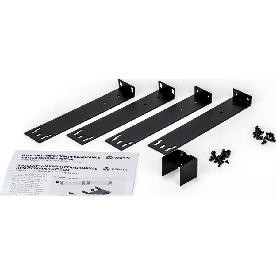 Alternate-Image1 Image for Vertiv Rackmount kit for two Vertiv Avocent HMX 5000/6000 High Performance KVM Systems contains metal brackets and screws.
