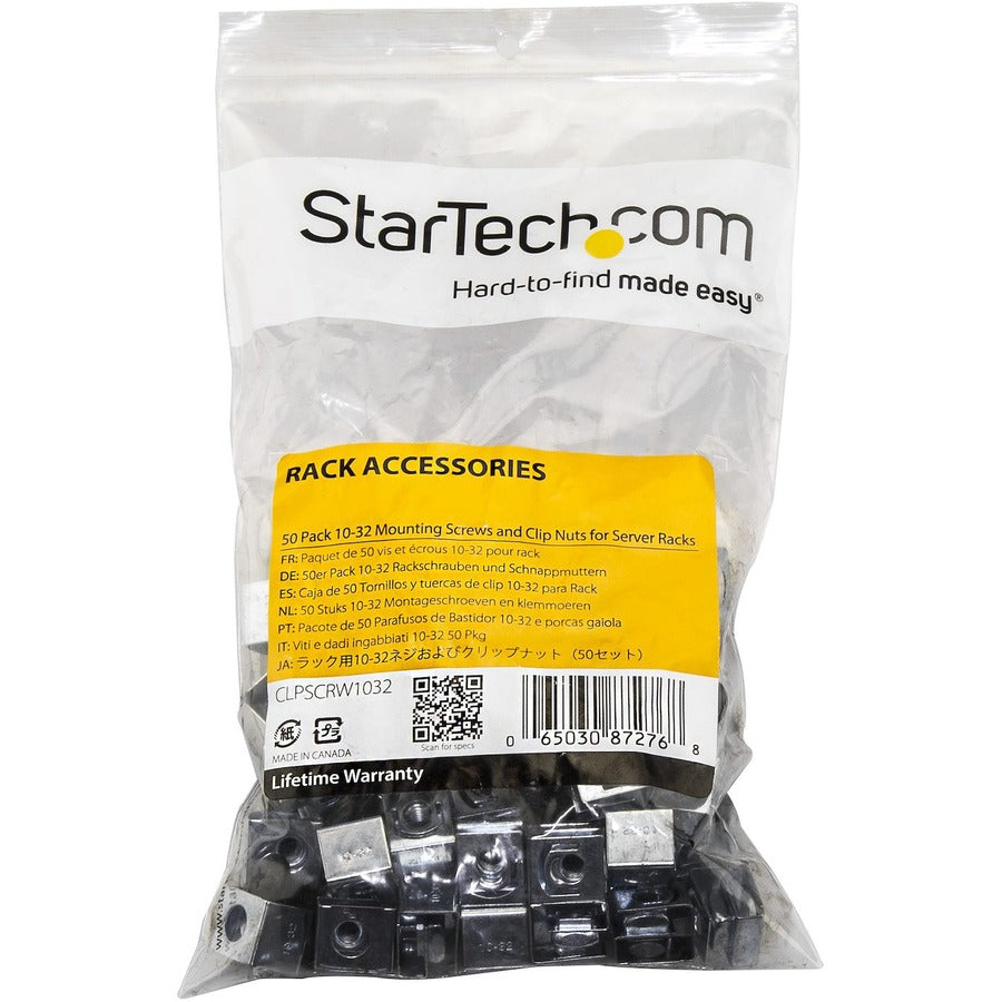 Alternate-Image3 Image for StarTech.com Server Rack Screws and Clip Nuts - 10-32 - Rack Mount Screws and Slide-On Cage Nuts - Clip Nuts and Screws - 50 Pack