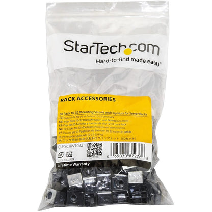 Alternate-Image3 Image for StarTech.com Server Rack Screws and Clip Nuts - 10-32 - Rack Mount Screws and Slide-On Cage Nuts - Clip Nuts and Screws - 50 Pack