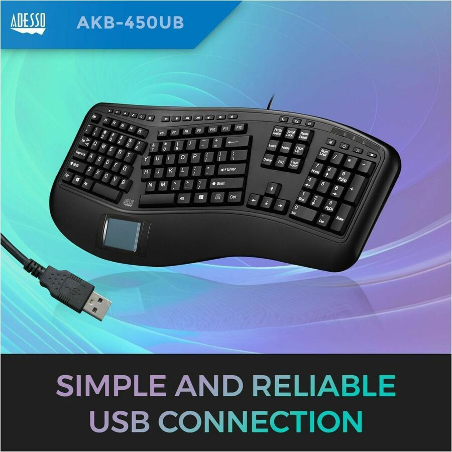 Alternate-Image3 Image for Adesso Tru-Form Ergonomic Touchpad Keyboard
