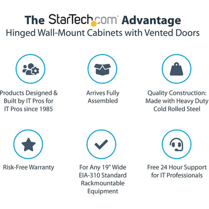 Alternate-Image1 Image for StarTech 4-Post 12U Wall Mount Network Cabinet, 19" Hinged Wall-Mounted Server Rack for IT Equipment, Flexible Lockable Rack Enclosure