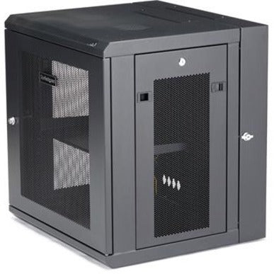 Left Image for StarTech 4-Post 12U Wall Mount Network Cabinet, 19" Hinged Wall-Mounted Server Rack for IT Equipment, Flexible Lockable Rack Enclosure