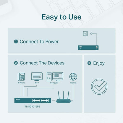 Alternate-Image4 Image for TP-Link TL-SG1016PE - 16-Port Gigabit Easy Smart PoE Switch with 8-Port PoE+