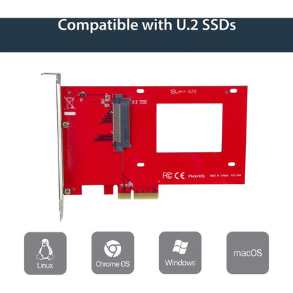 Alternate-Image6 Image for StarTech U.2 to PCIe Adapter for 2.5" U.2 NVMe SSD, SFF-8639 PCIe Adapter, x4 PCI Express 4.0, NVMe PCIe Adapter, U.2 PCIe Card, TAA