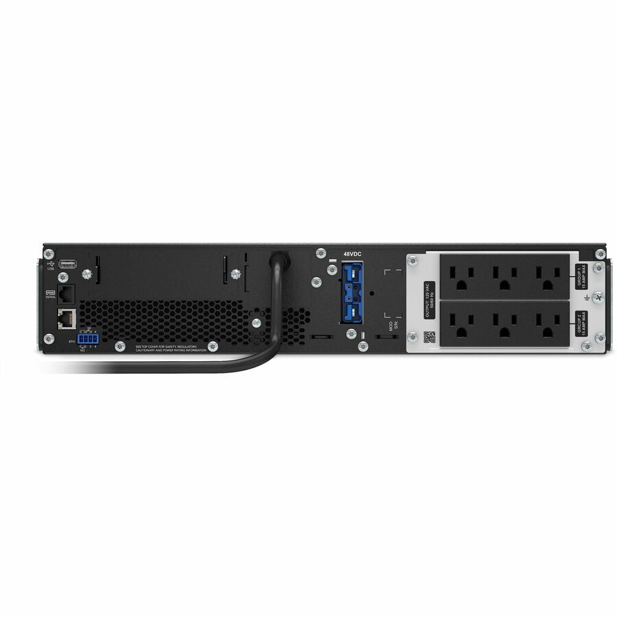 Rear Image for APC Smart-UPS On-Line, 1500VA, Rackmount 2U, 120V, 6x 5-15R NEMA outlets, Network Card, Extended runtime, W/ rail kit