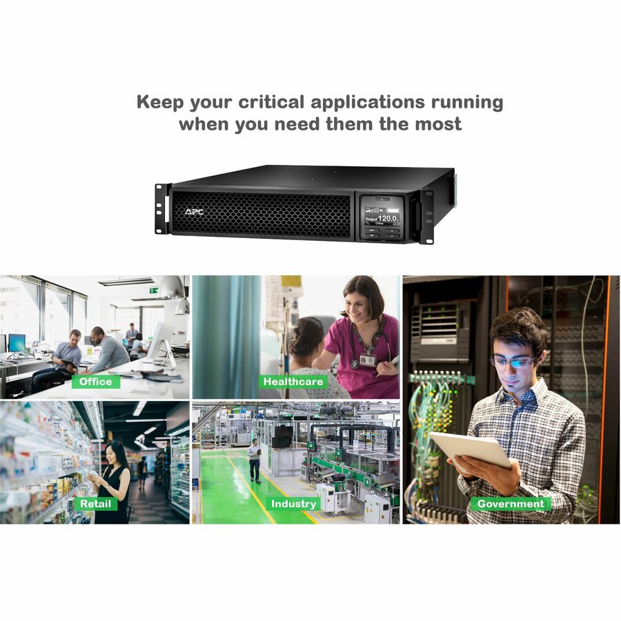 Alternate-Image5 Image for APC Smart-UPS On-Line, 1500VA, Rackmount 2U, 120V, 6x 5-15R NEMA outlets, Network Card, Extended runtime, W/ rail kit