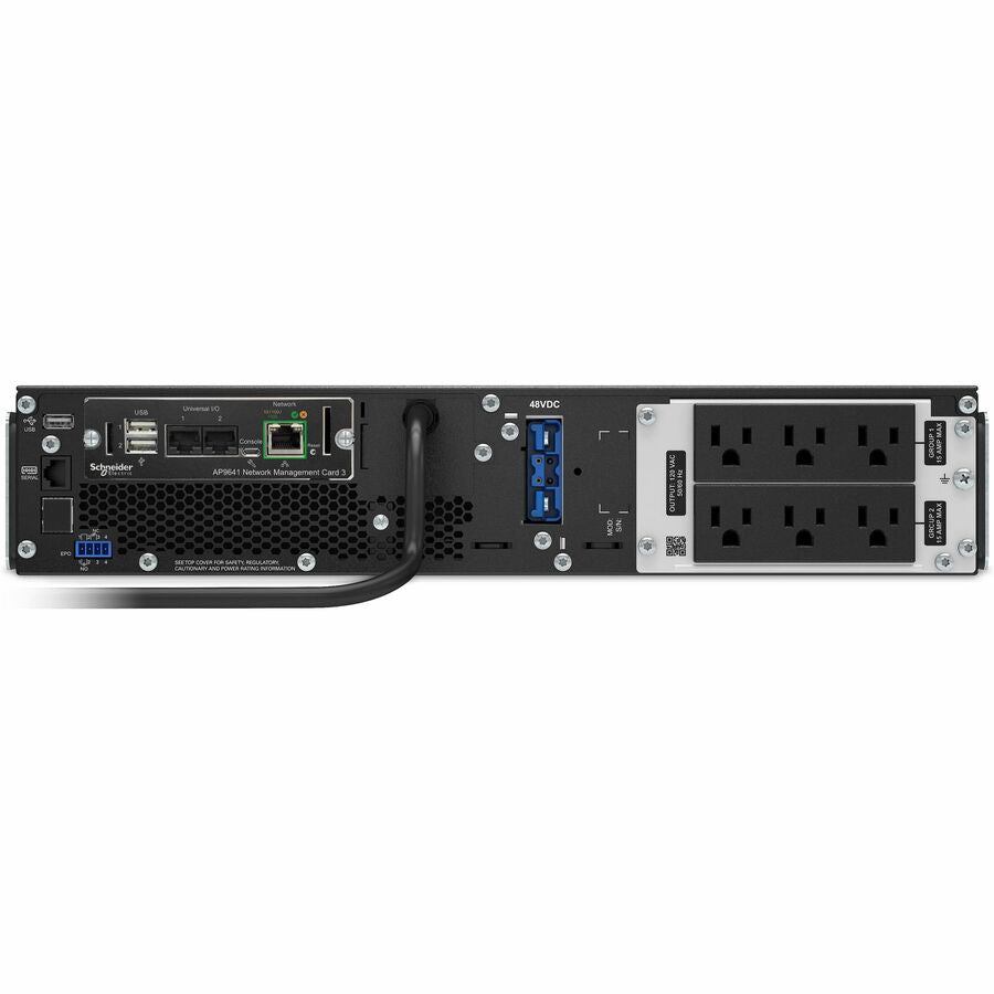 Rear Image for APC Smart-UPS On-Line, 1000VA, Rackmount 2U, 120V, 6x 5-15R NEMA outlets, Network Card, Extended runtime, W/ rail kit