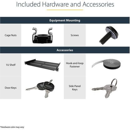 Alternate-Image6 Image for StarTech.com 4-Post 18U Wall Mount Network Cabinet, 19" Hinged Wall-Mounted Server Rack for Data / IT Equipment, Lockable Rack Enclosure