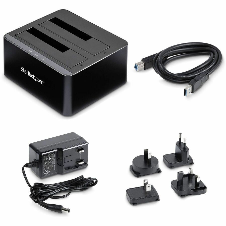 Alternate-Image6 Image for StarTech.com Dual-Bay USB 3.0 to SATA Hard Drive Docking Station, 2.5/3.5" SATA I/II/III, SSD/HDD Dock, USB Hard Drive Bays, Top-Loading