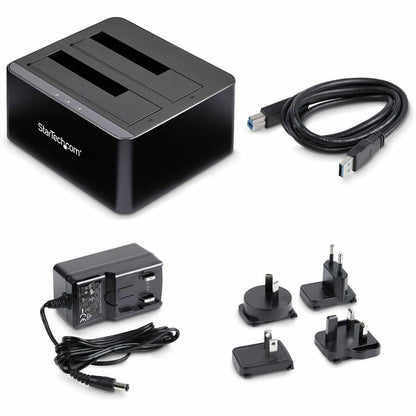Alternate-Image6 Image for StarTech.com Dual-Bay USB 3.0 to SATA Hard Drive Docking Station, 2.5/3.5" SATA I/II/III, SSD/HDD Dock, USB Hard Drive Bays, Top-Loading