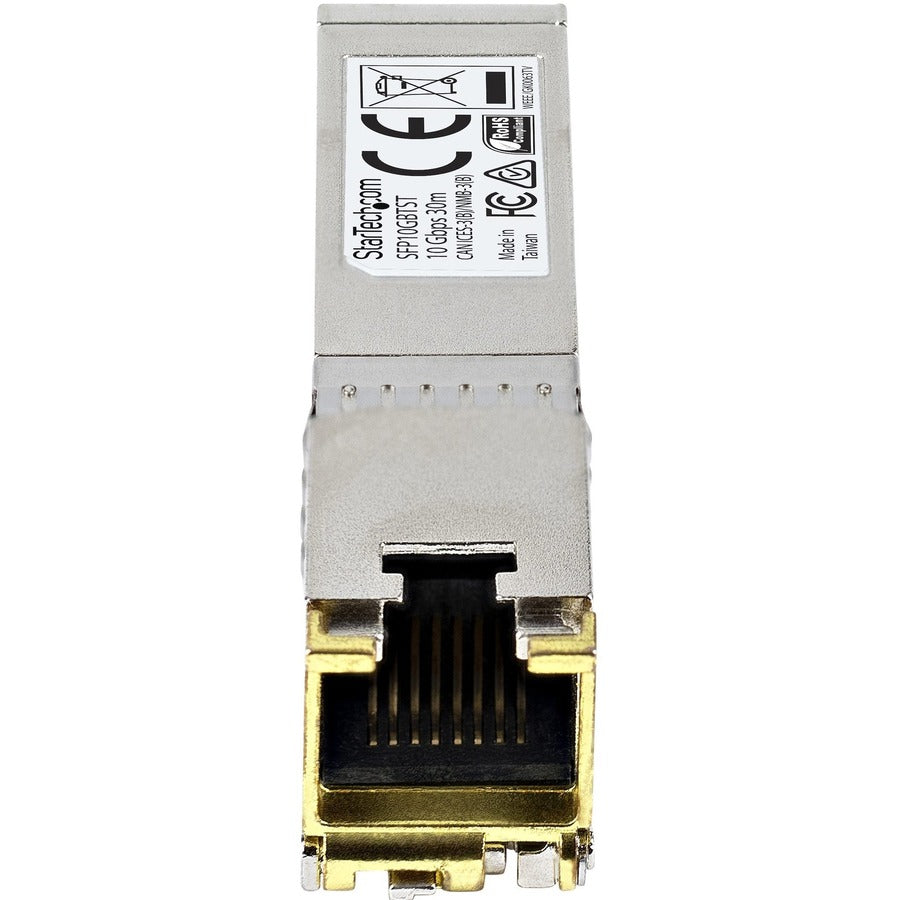 Front Image for StarTech.com MSA Uncoded SFP+ Module - 10GBASE-T - 10GE Gigabit Ethernet SFP+ SFP to RJ45 Cat6/Cat5e Transceiver Module - 30m