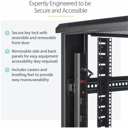 Alternate-Image2 Image for StarTech.com 4-Post 42U Server Rack Cabinet, 19" Data Rack Cabinet for Computer / IT Equipment mount, Rack Server Cabinet with Casters