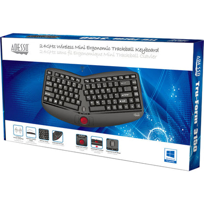 Alternate-Image2 Image for Adesso Tru-Form Media 3150 - 2.4 GHz Wireless Ergo Trackball Keyboard