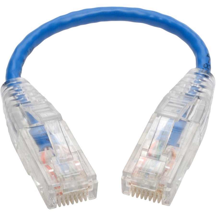 Alternate-Image1 Image for Eaton Tripp Lite Series Cat6 Gigabit Snagless Slim UTP Ethernet Cable (RJ45 M/M), PoE, Blue, 6-in. (15.24 cm)