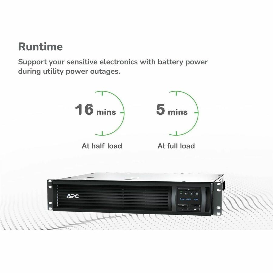 Alternate-Image2 Image for APC Smart-UPS, Line Interactive, 750VA, Rackmount 2U, 120V, 6x NEMA 5-15R outlets, SmartConnect Port+SmartSlot, AVR, LCD
