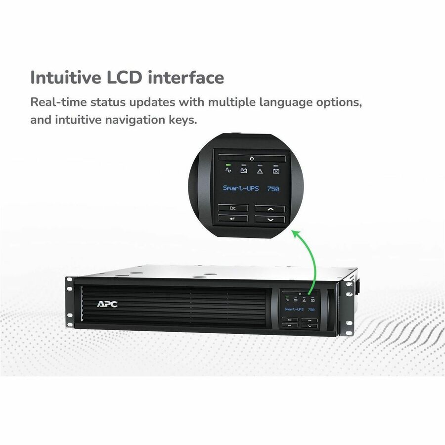 Alternate-Image1 Image for APC Smart-UPS, Line Interactive, 750VA, Rackmount 2U, 120V, 6x NEMA 5-15R outlets, SmartConnect Port+SmartSlot, AVR, LCD