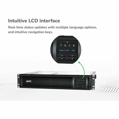 Alternate-Image1 Image for APC Smart-UPS, Line Interactive, 750VA, Rackmount 2U, 120V, 6x NEMA 5-15R outlets, SmartConnect Port+SmartSlot, AVR, LCD