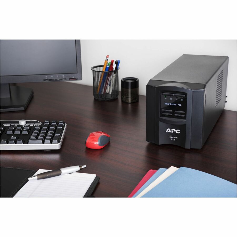Life-Style Image for APC Smart-UPS, Line Interactive, 750VA, Tower, 120V, 6x NEMA 5-15R outlets, SmartConnect Port+SmartSlot, AVR, LCD